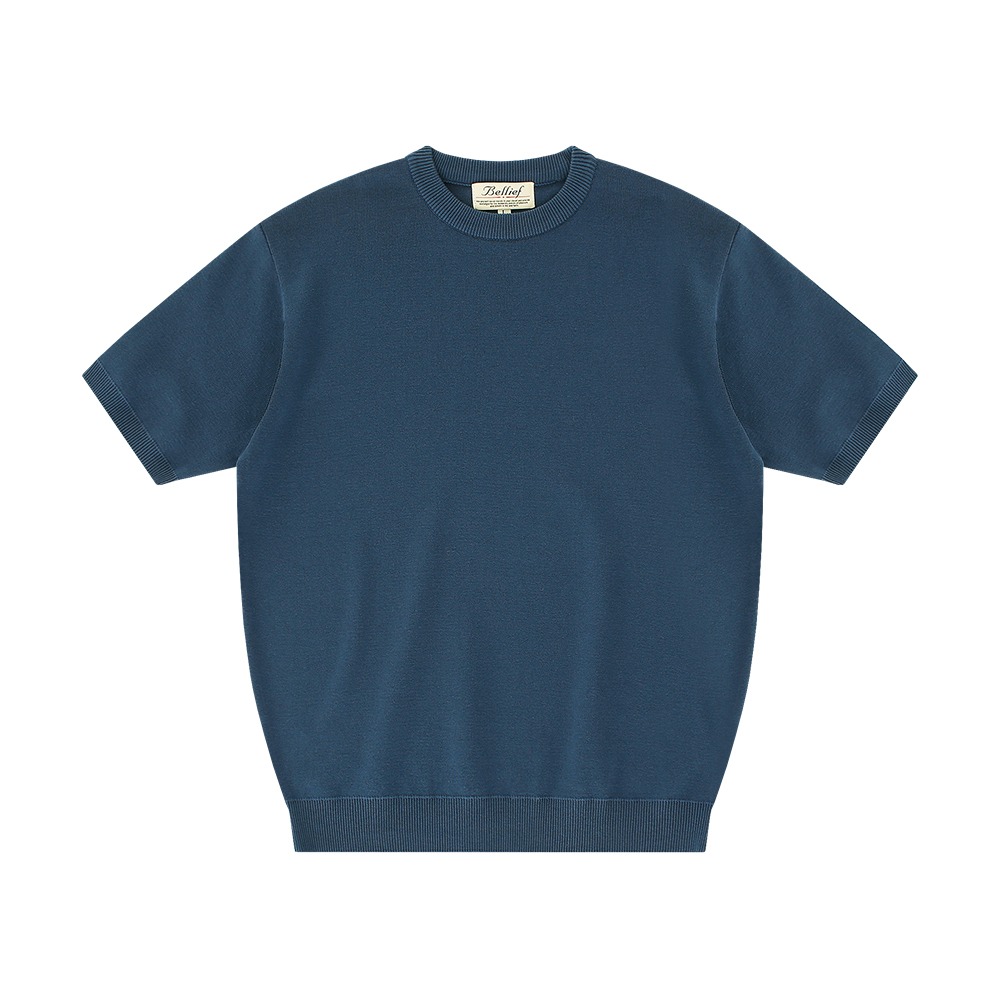 [벨리프]  Essential knit round neck (Marine blue)
