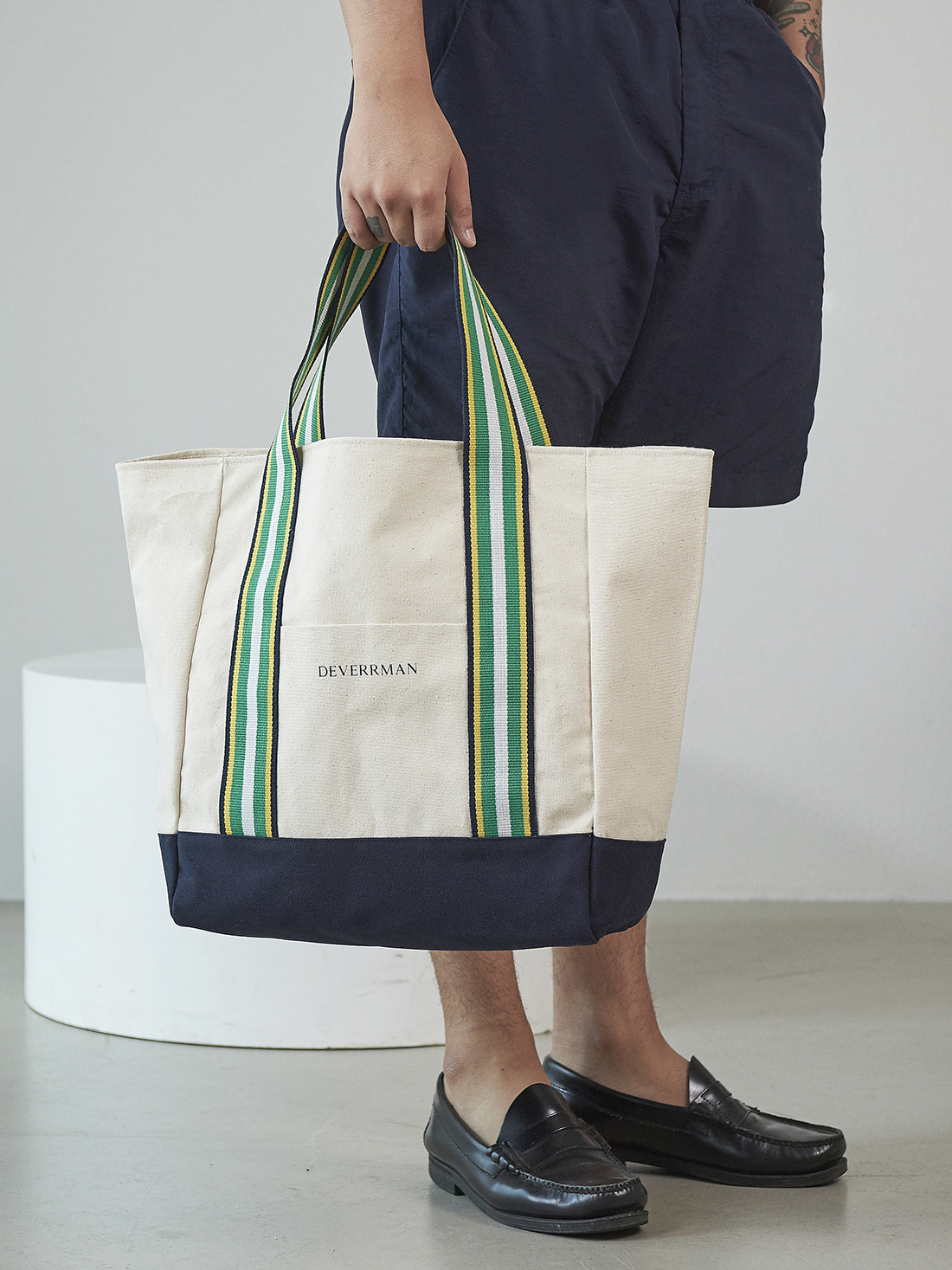 [드베르망] preppy canvas tote bag (white)