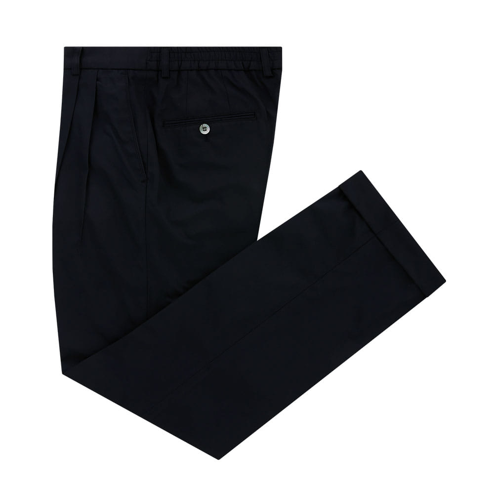 [벨리프] Essential cotton two tuck banding chino pants (Navy)