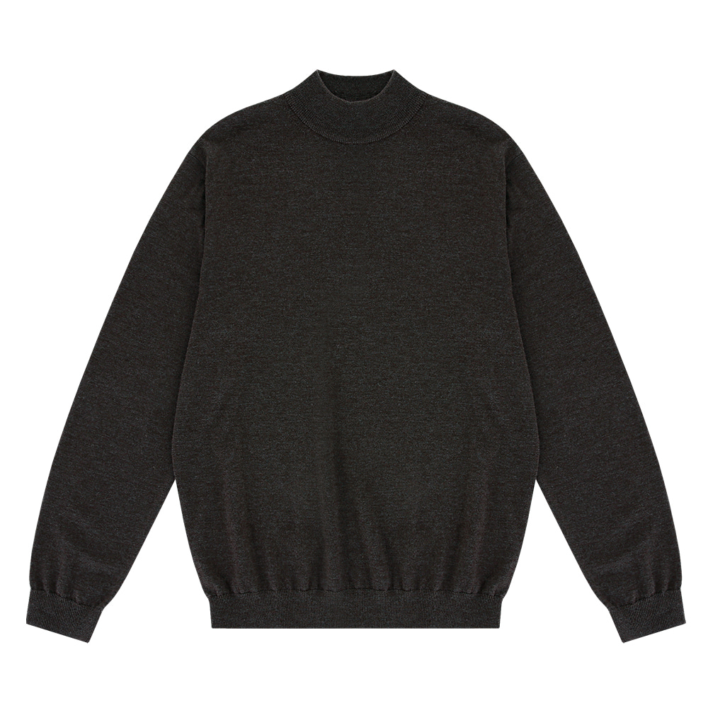 [벨리프] Merino wool Moc-Neck knit (Brown)