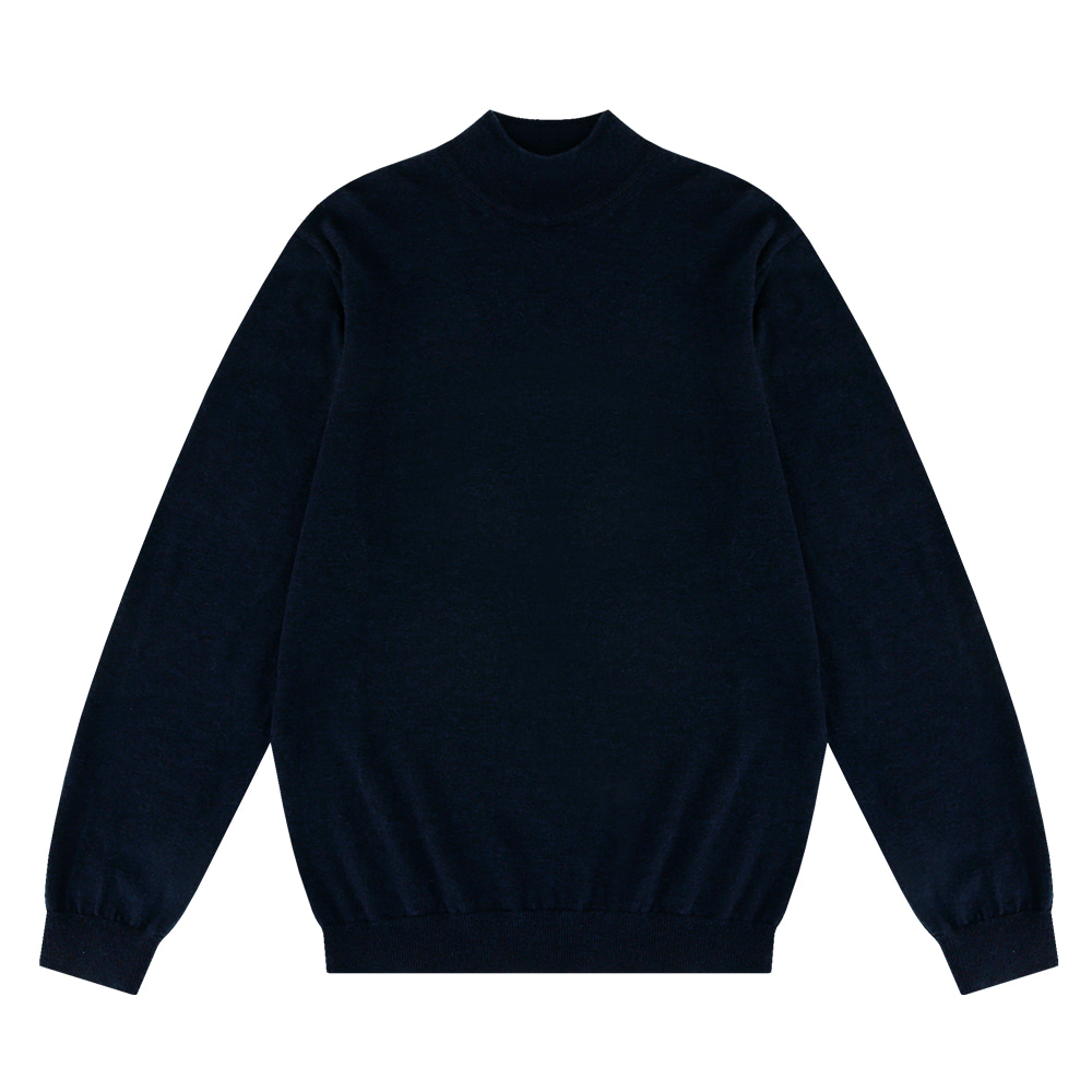 [벨리프] Merino wool Moc-Neck knit (Navy)