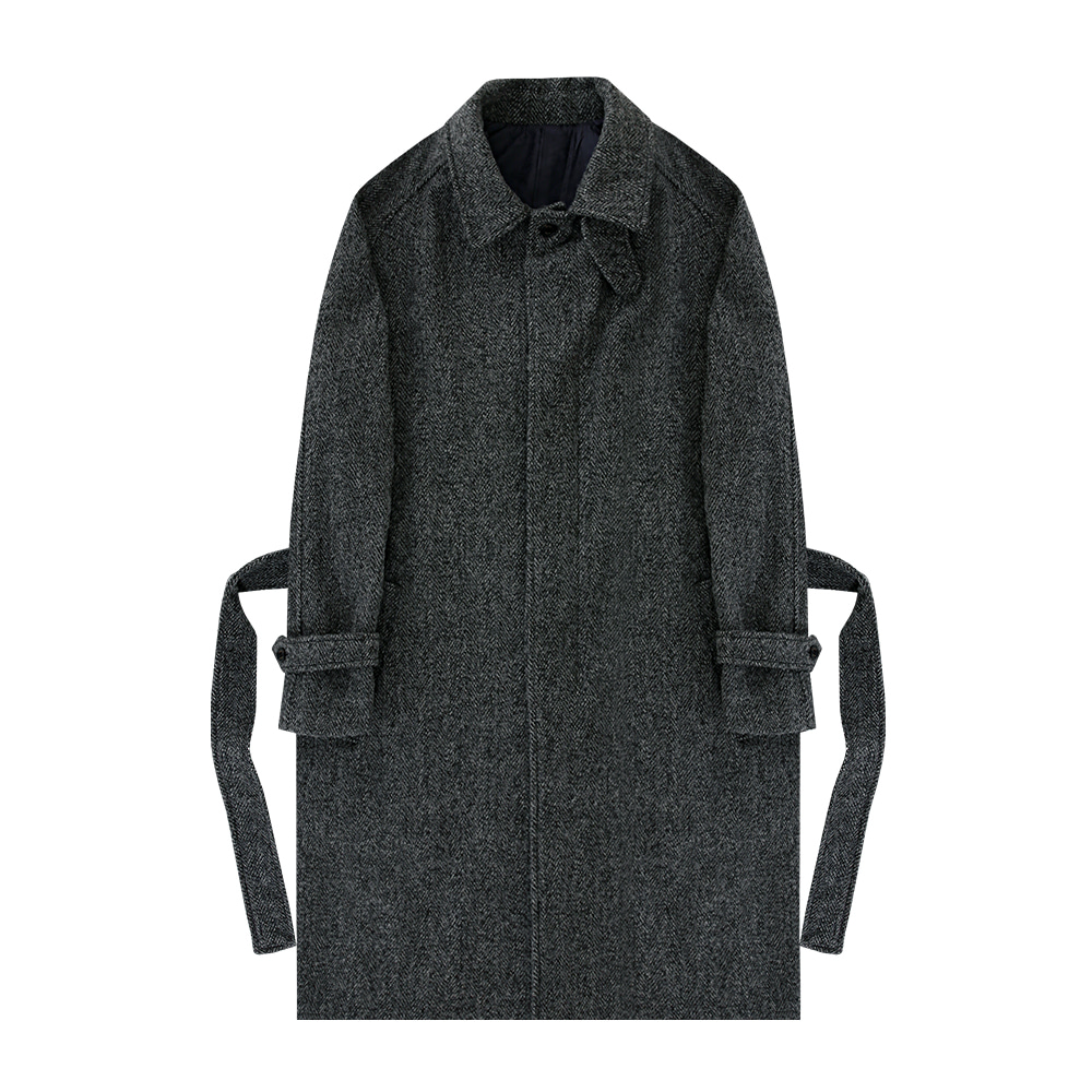 [벨리프] Tweed Herringbone Balmaccan Coat (Grey)
