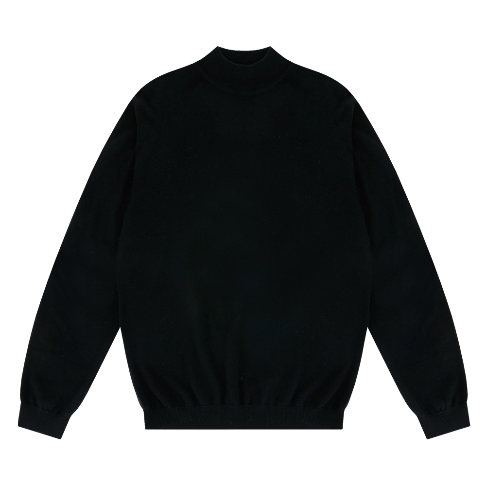 [벨리프] Merino wool Moc-Neck knit (Black)