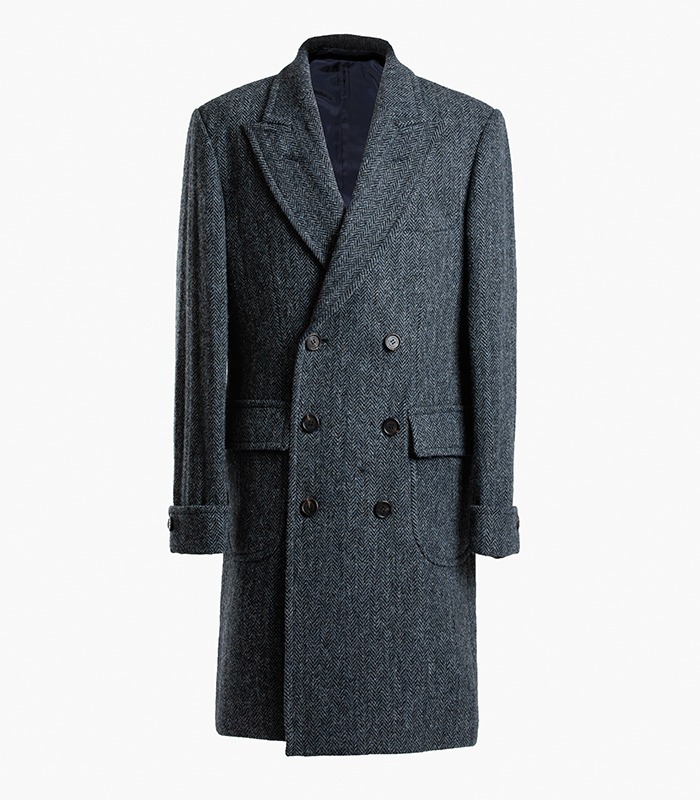 [메버릭] Harris Tweed Polo Coat _ &quot; Herringbone Blue &quot;