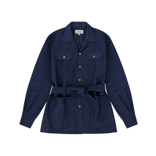 [벨리프]Linen safari shirt jacket (Blue)