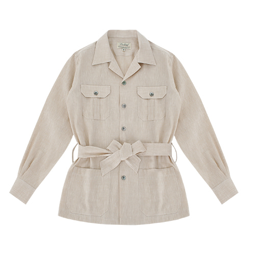 [벨리프] Linen herringbone safari shirt jacket (Ivory)