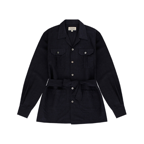 [벨리프]Linen safari shirt jacket (Navy)