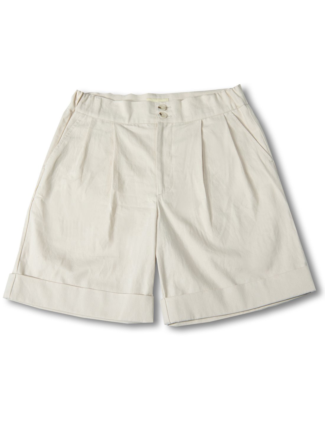 [드베르망] two-tuck banding cotton half pants (cream)