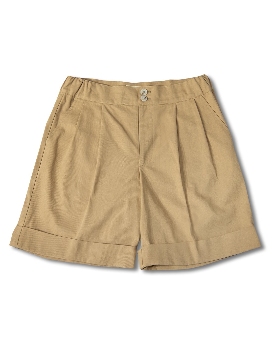 [드베르망] two-tuck banding cotton half pants (beige)