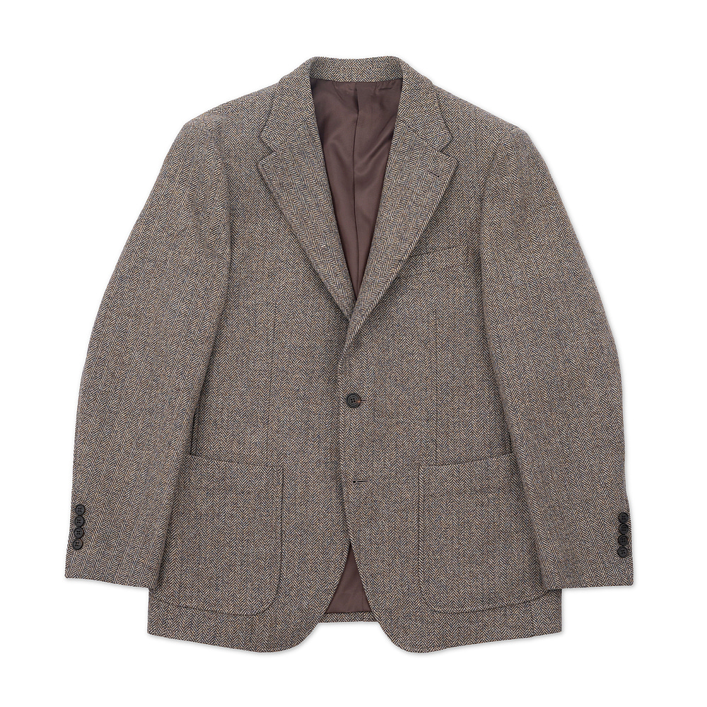 [맨인정글] Cobble Herringbone Tweed Wool Sport Jacket - Brown