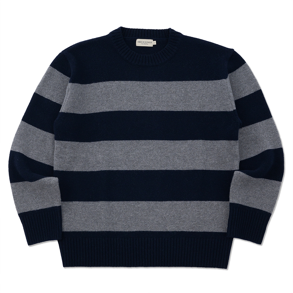 [맨인정글] Yacht club Crewneck Sweater - Gray/Navy 11/30 예약발송