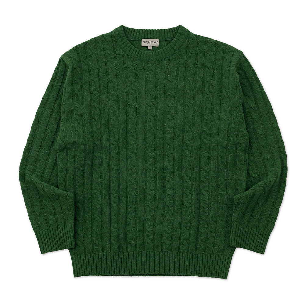 [맨인정글] Anthony Lambswool Cable Crewneck Sweater - Green