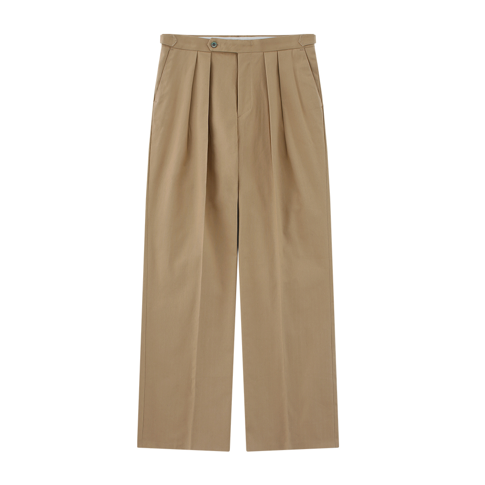[벨리프] [Easy line] Herringbone cotton Wide Pants (BEIGE)