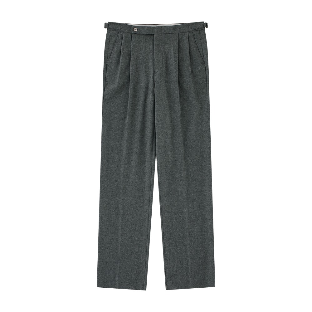[벨리프]  Wool Flannel adjust 2Pleats relaxed Trousers (gray)