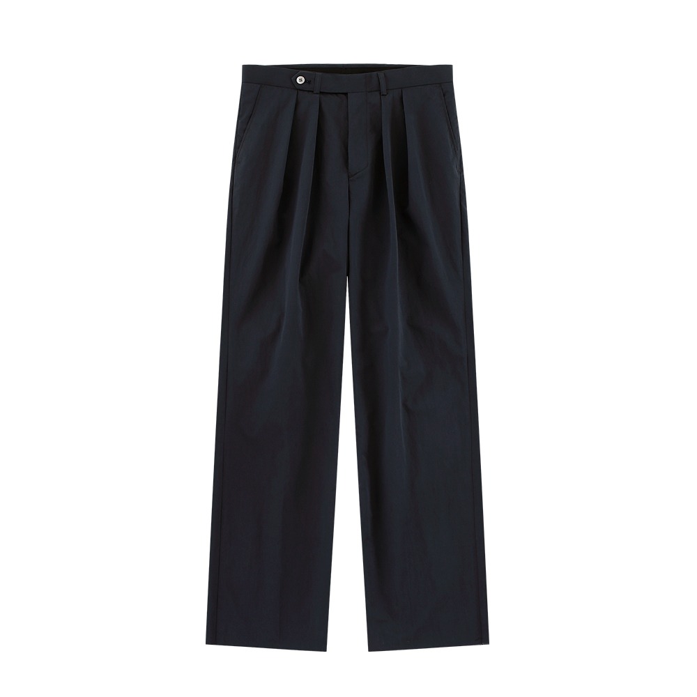 벨리프 [Easy line] Cotton Two Pleated Wide Chino Pants (Dark navy)
