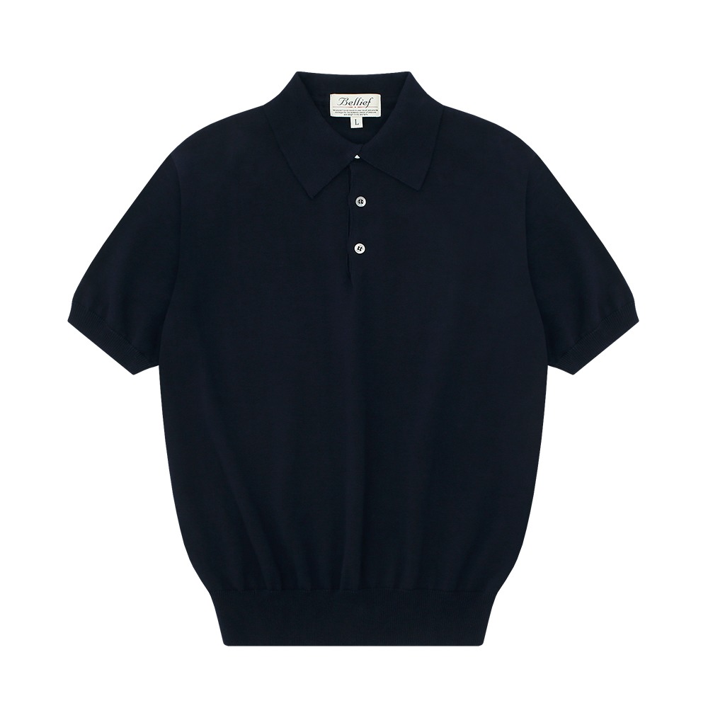 벨리프 -  Essential Short Sleeve Polo Knit (Navy)