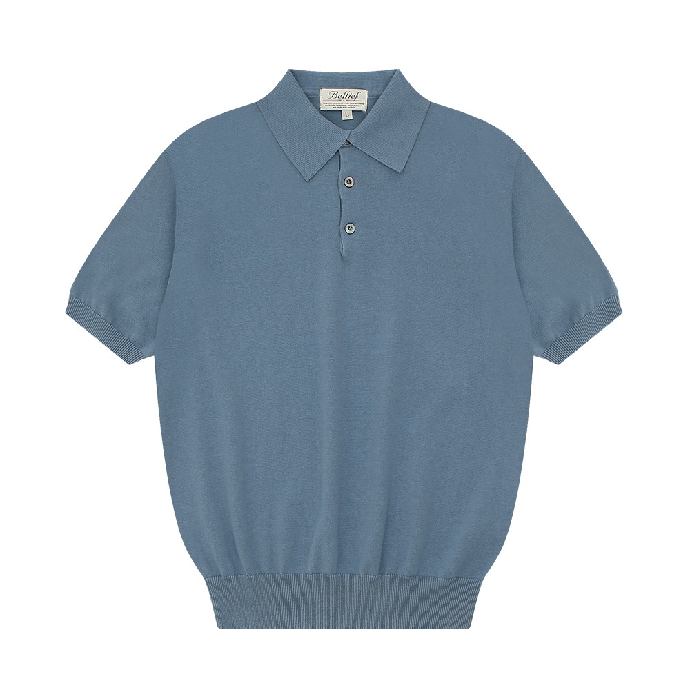 벨리프 - Essential Short Sleeve Polo Knit (Marine Blue)
