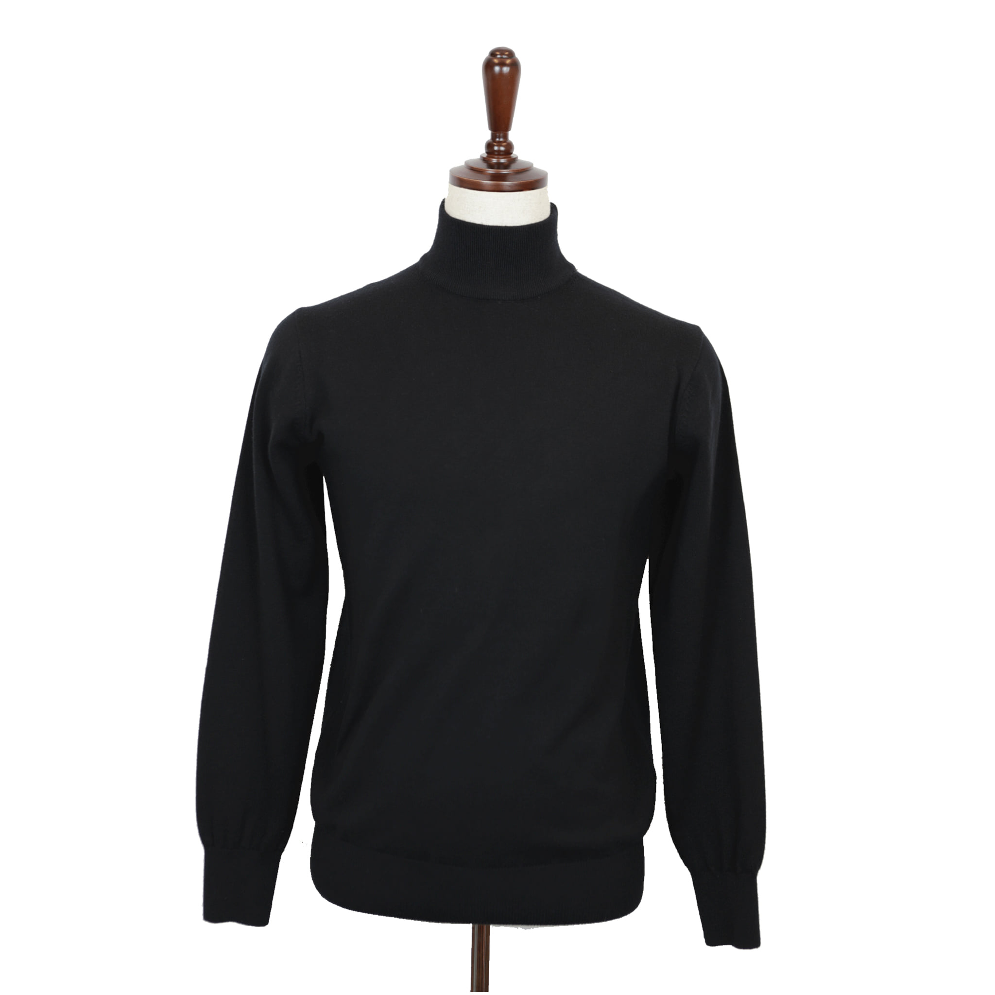 [이너프] Half Neck Sweater - Black (Merino wool 100%)