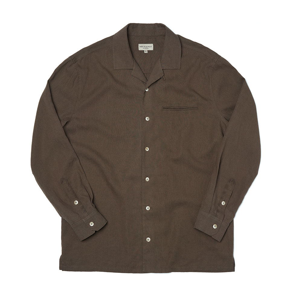 [맨인정글] Positano Linen Open Collar Shirts- Brown
