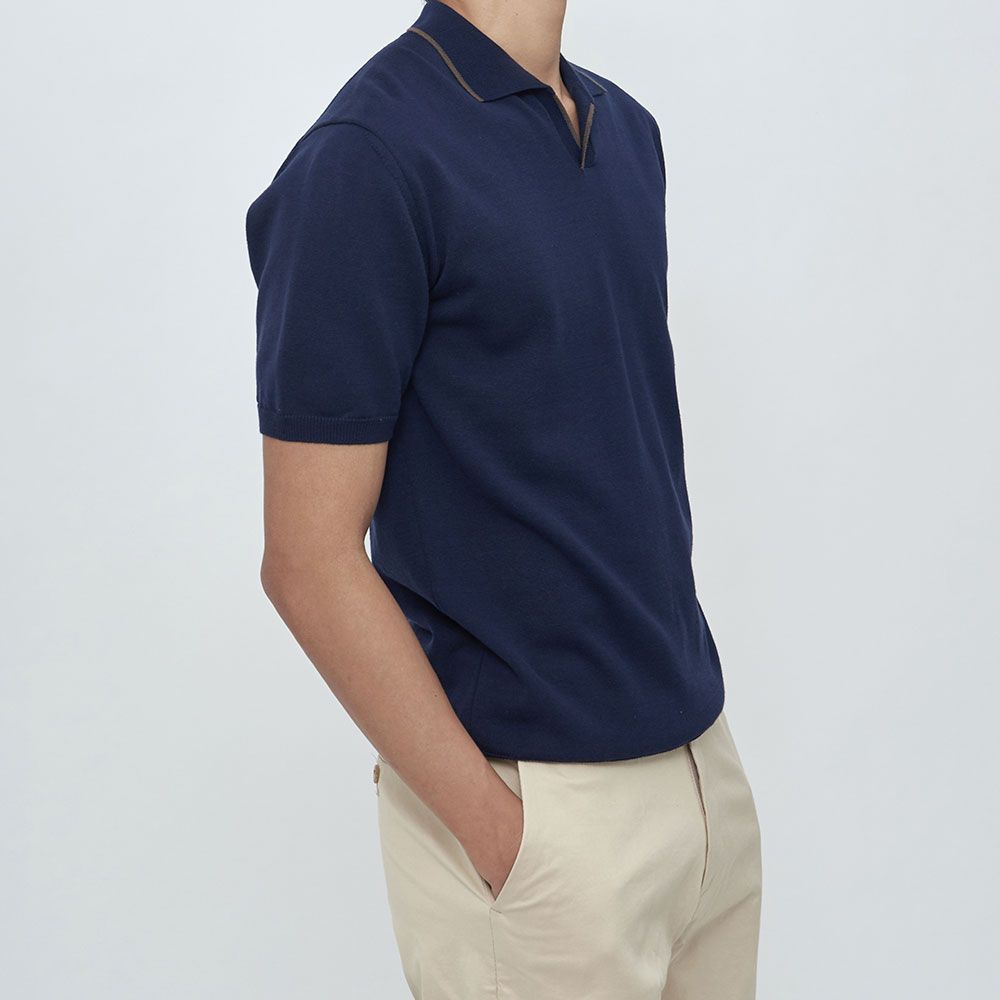 [매너앤대퍼] Open Collar Polo Shirt Navy