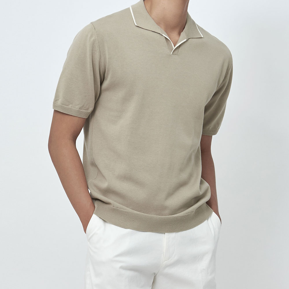 [매너앤대퍼] Open Collar Polo Shirt Beige