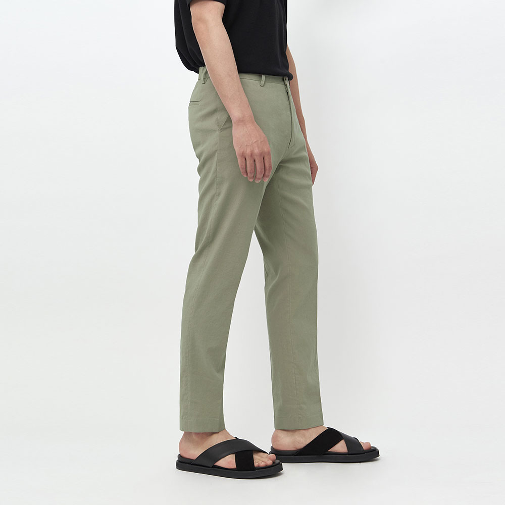 [매너앤대퍼] Linen-Blend Trousers Khaki