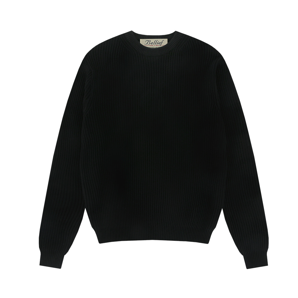 [벨리프] Essential Crewnrck sweater (Black)