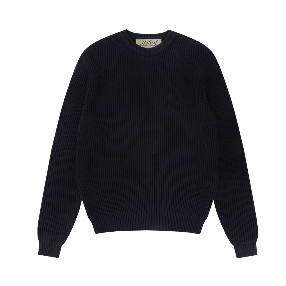 [벨리프] Essential Crewnrck sweater (Navy)