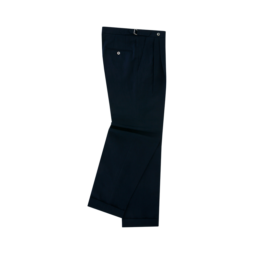 [벨리프]  Linen soft adjust 2Pleats Trousers (Navy)