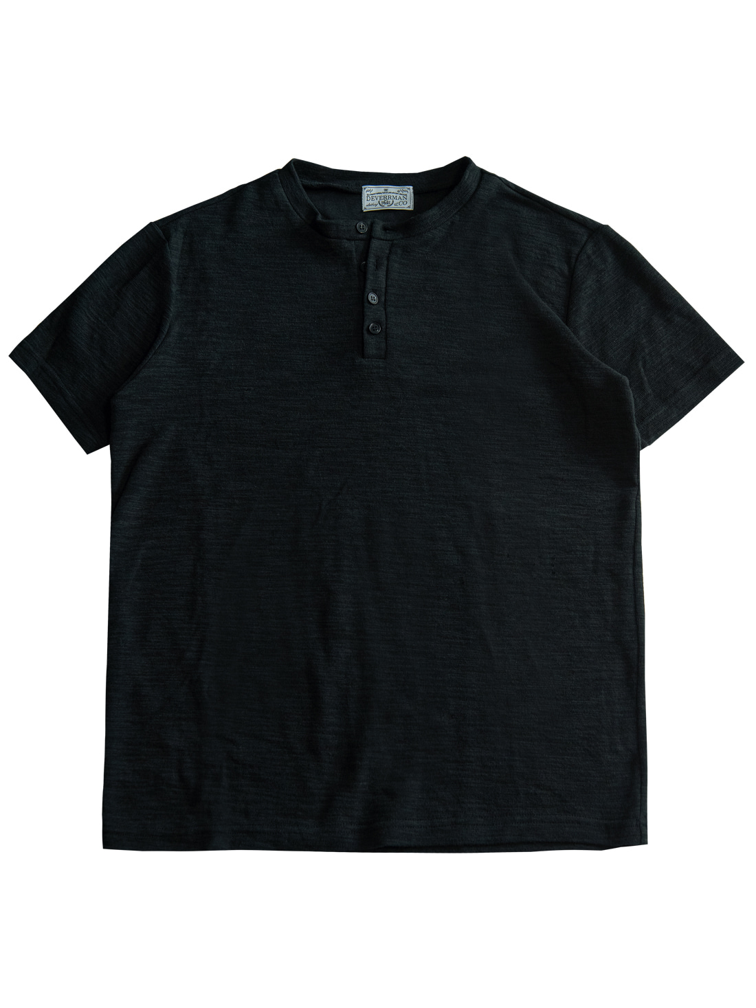 [드베르망] muscle fit slub henly neck T shirt (Black)