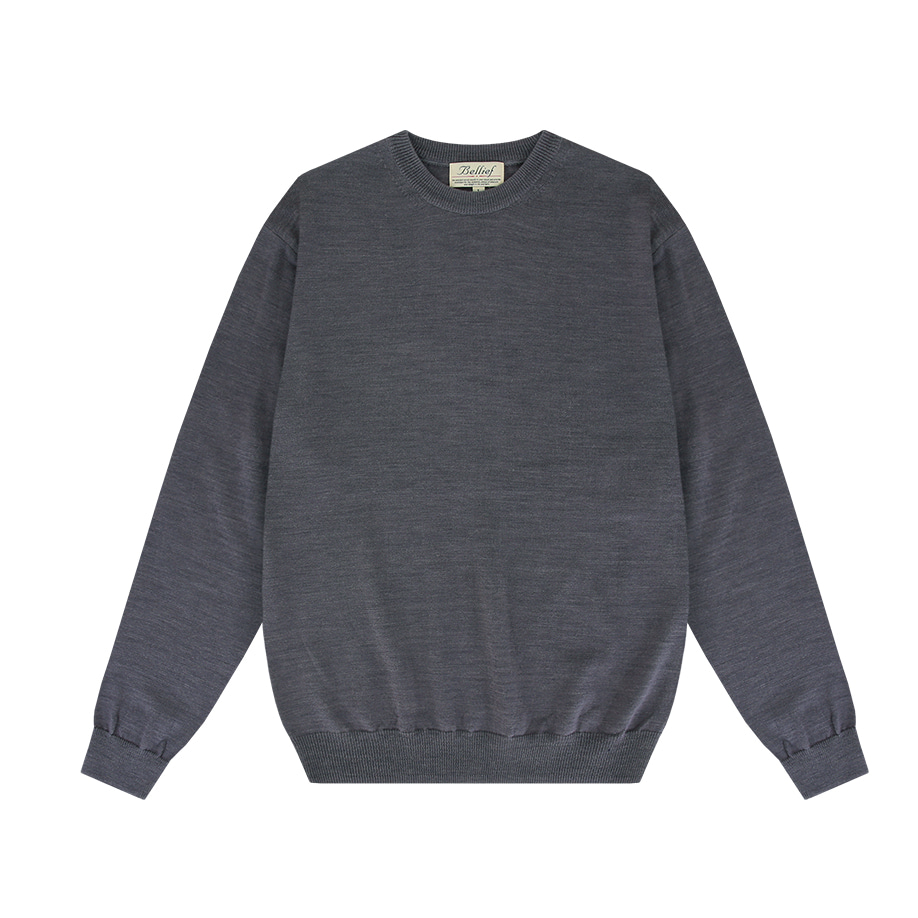 [벨리프] Wool soft crewneck sweater (Blue gray)