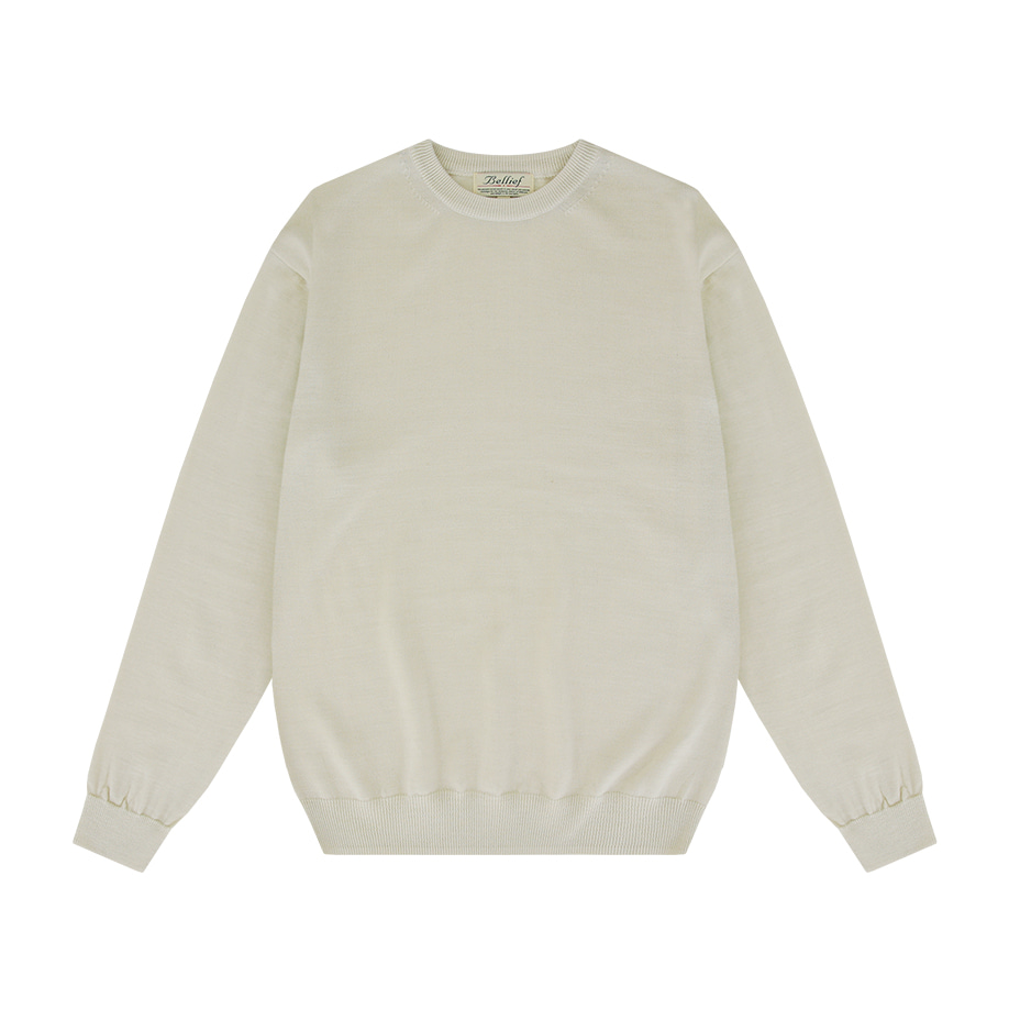 [벨리프]  Wool soft crewneck sweater (Ivory)