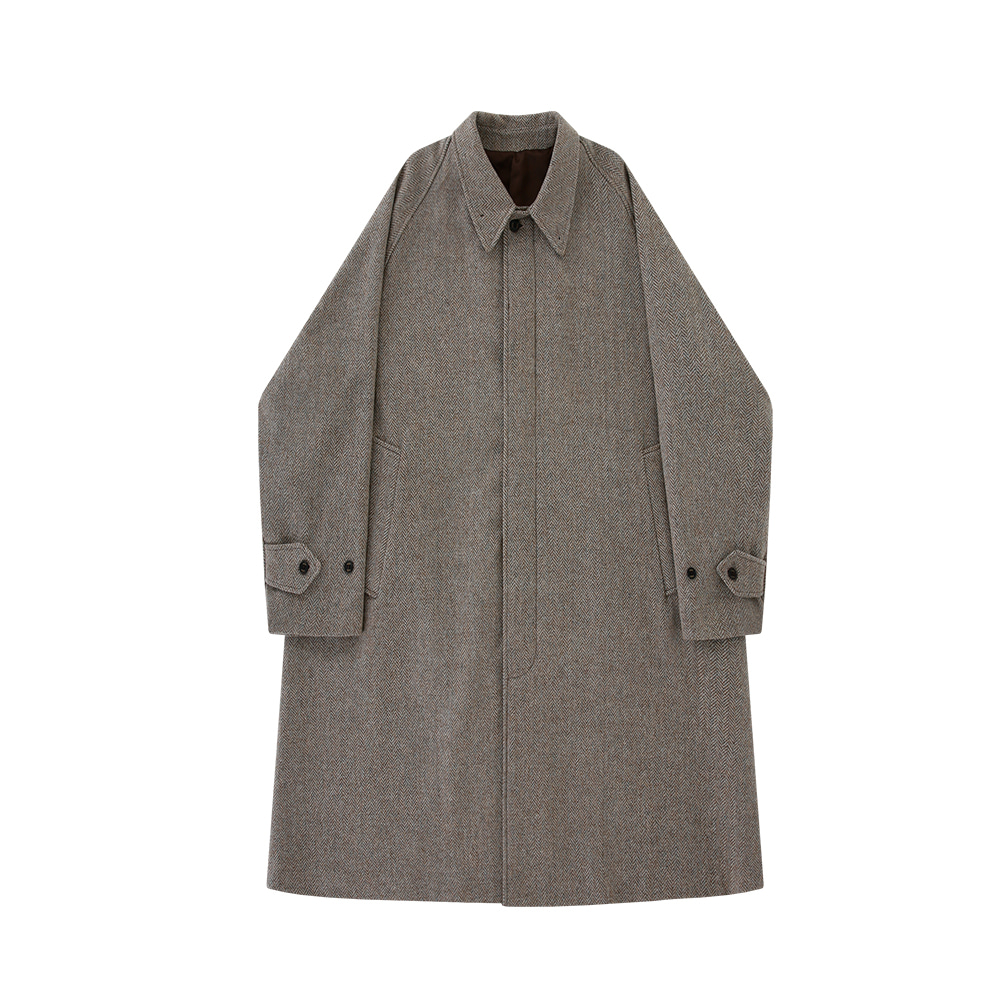 [벨리프] Tweed wool Balmacaan Coat (Beige)