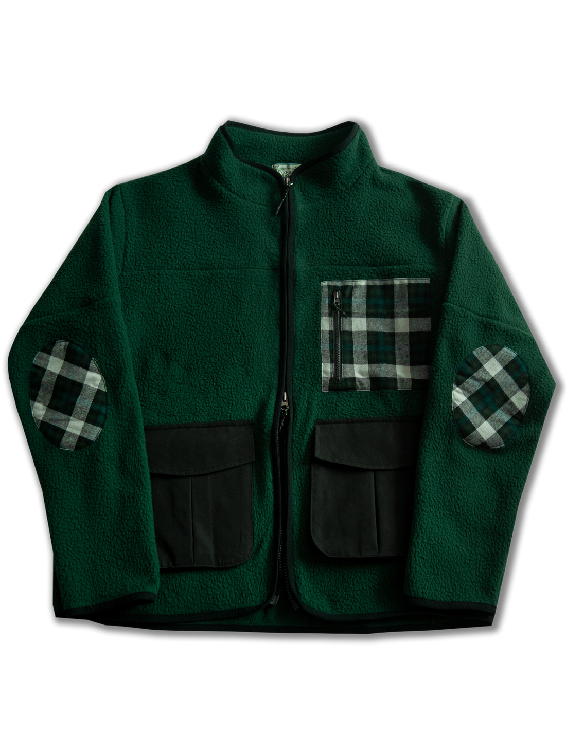 [드베르망] patch work fleece jacket (dark green)