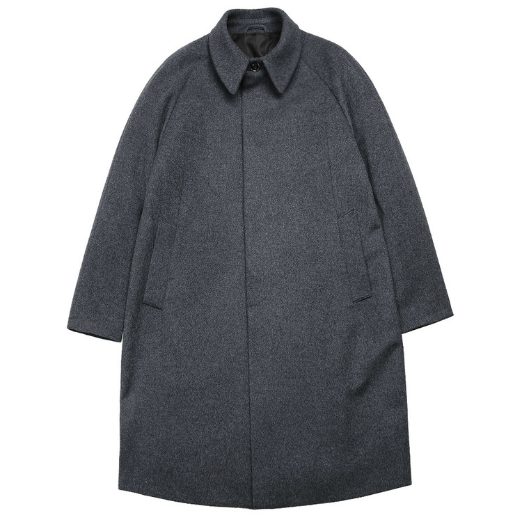 솔티 Wool Balmacaan Mac Coat (Charcoal)