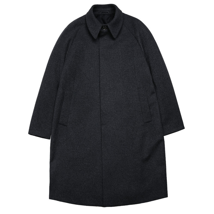 솔티 Cashmere Blended Balmacaan Coat (Dark Gray)