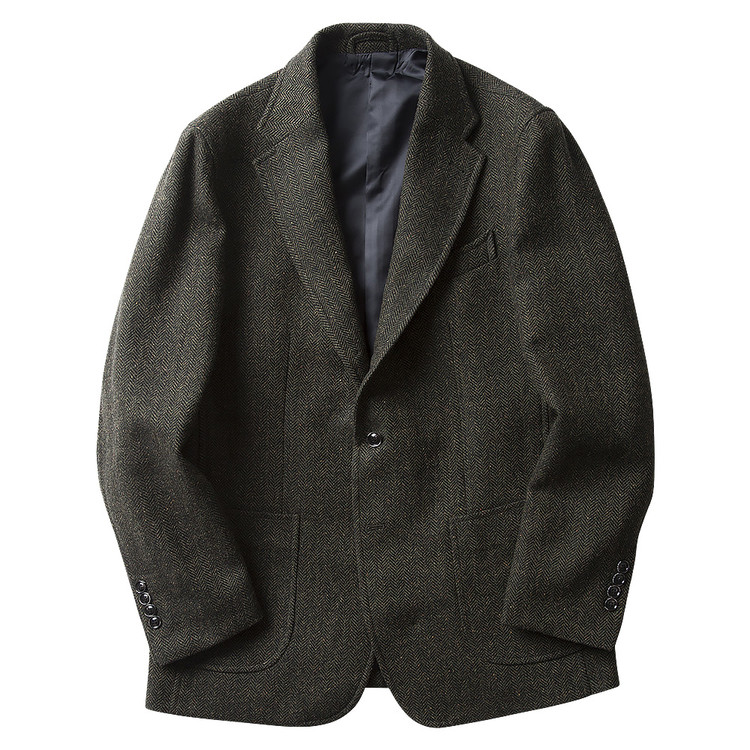 [솔티] Q9-1 Herringbone Check Wool Jacket (Khaki)