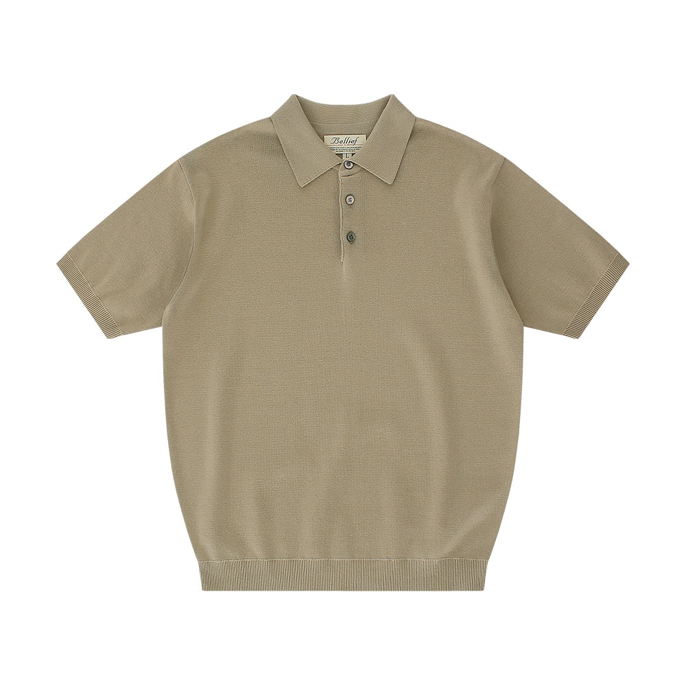 [벨리프]  Essential knit Polo Shirt (Beige)