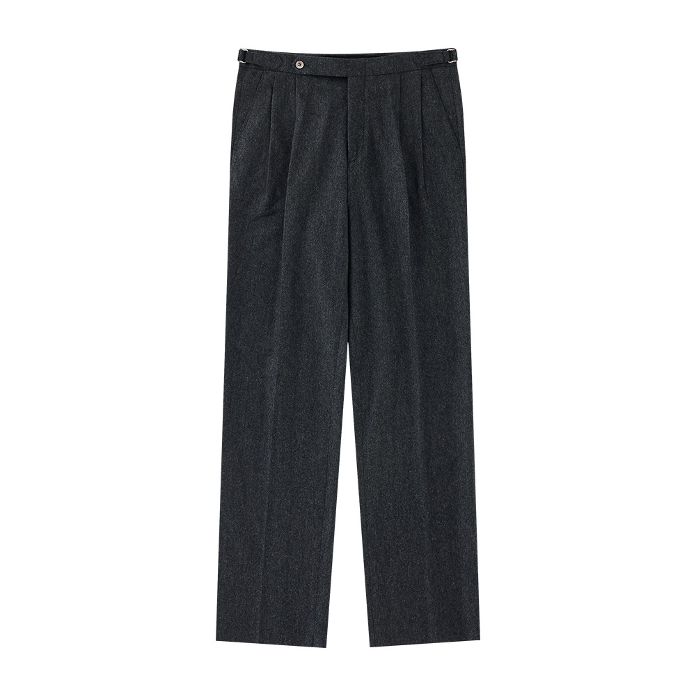[벨리프]  Wool Flannel adjust 2Pleats relaxed Trousers (Charcoal)