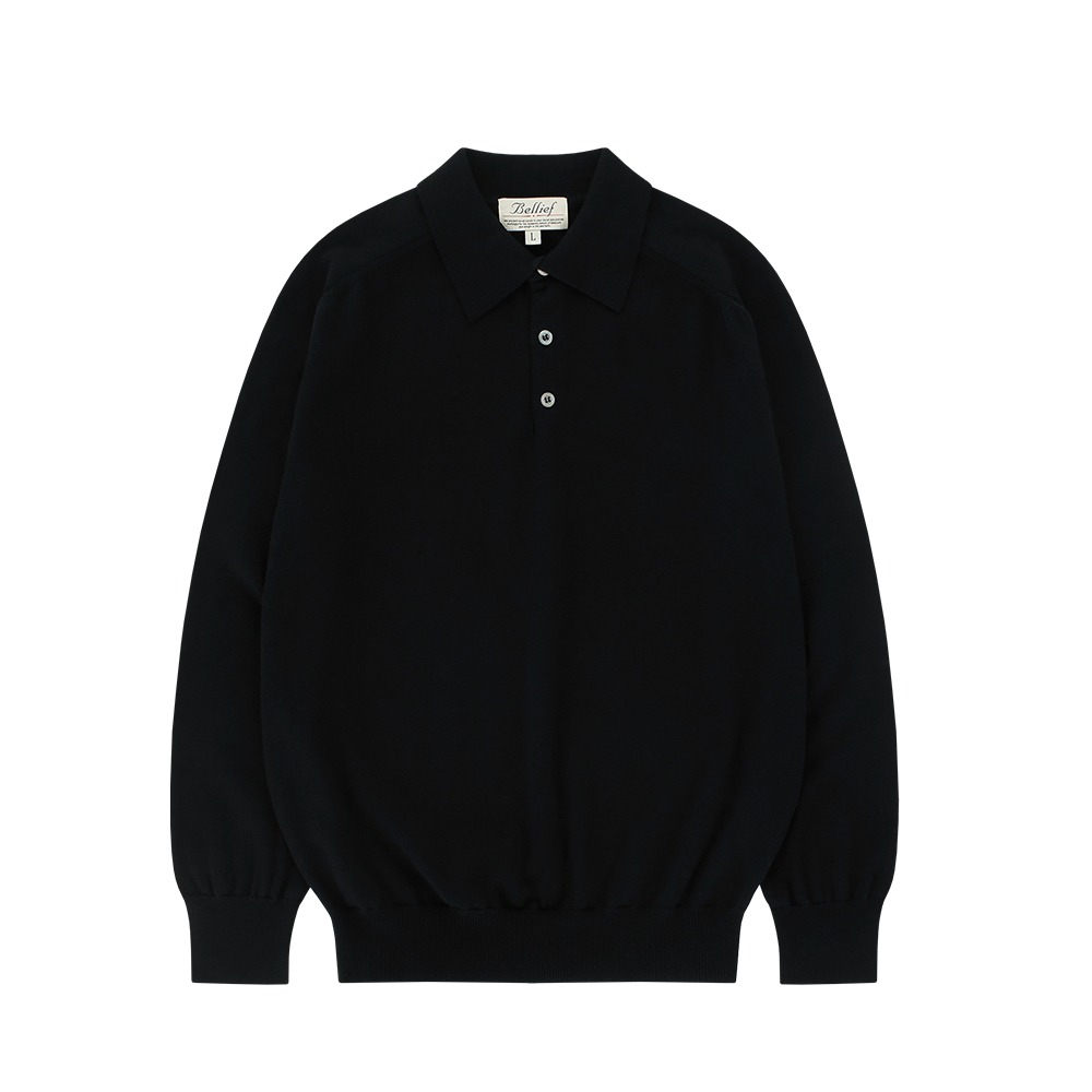 벨리프 Cotton standard saddle Polo Knit (Black)