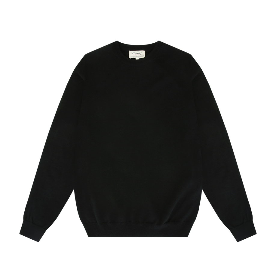 [벨리프] Wool soft crewneck sweater (Black)